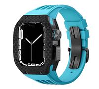 BNCXMO Kit de modificación de la banda para ver la caja de relojes de fibra de carbono para iWatch 8 7 6 5 4 SE, kit de mod de banda de goma deportiva de goma
