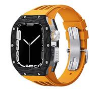 BNCXMO Kit de modificación de la banda para ver la caja de relojes de fibra de carbono para iWatch 8 7 6 5 4 SE, kit de mod de banda de goma deportiva de goma