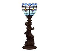 BNCXMO Lámparas vidrieras de vidrieras de Mesa pequeña Sombra Ligera Vintage lámpara de Acento Antiguo de Escritorio mediterráneo Hecho a Mano Mesa de Noche de Mesa de Noche
