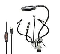 BNCXMO Lupa de luz LED y lámpara de Escritorio 3X Helping Hand Repair A Alligator Alligator Clip de Clip Auxiliar de Escritorio Lupa de Lupa, visión A/A de Brillo A/A Ajustable