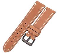 BNCXMO Mira correa, cuero retro con correa retro y hebilla de acero inoxidable, brazalete de acero inoxidable, pulsera de acero inoxidable de una correa de 24 mm