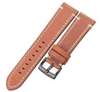 BNCXMO Mira correa, cuero retro con correa retro y hebilla de acero inoxidable, brazalete de acero inoxidable, pulsera de acero inoxidable de una correa de 24 mm