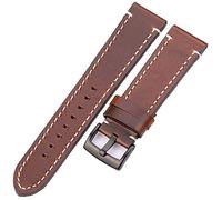 BNCXMO Mira correa, cuero retro con correa retro y hebilla de acero inoxidable, brazalete de acero inoxidable, pulsera de acero inoxidable de una correa de 24 mm