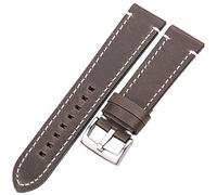 BNCXMO Mira correa, cuero retro con correa retro y hebilla de acero inoxidable, brazalete de acero inoxidable, pulsera de acero inoxidable de una correa de 24 mm
