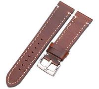 BNCXMO Mira correa, cuero retro con correa retro y hebilla de acero inoxidable, brazalete de acero inoxidable, pulsera de acero inoxidable de una correa de 24 mm