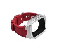 BNCXMO Modificación Kit Correa de silicona+Caja de metal para banda 45 mm 410 mm 41 mm 44 mm Banda para la banda para iWacth 8 7 SE 6 5 4 Mod Pulsera