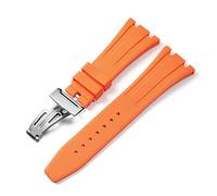 BNCXMO Para AP Royal Oak Offshore 15400/15202/15703 RABER Silicone Watch Strap Men Accesorios de correa de reloj 27 mm (color: Oro de naranja, tamaño de rosa, tamaño: 27 mm)