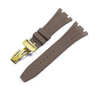 BNCXMO Para AP Royal Oak Offshore 15400/15202/15703 RABER Silicone Watch Strap Men Accesorios de correa de reloj 27 mm (color: Oro de naranja, tamaño de rosa, tamaño: 27 mm)