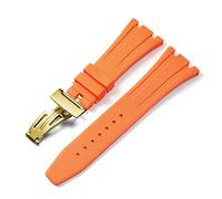 BNCXMO Para AP Royal Oak Offshore 15400/15202/15703 RABER Silicone Watch Strap Men Accesorios de correa de reloj 27 mm (color: Oro de naranja, tamaño de rosa, tamaño: 27 mm)