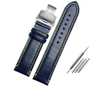BNCXMO para ciudadano sustituto AT8020 JY8078 Strap de cuero genuino de cuero 23 mm Banda de reloj azul con pulsera de hebilla plegable (color: cierre de alfiler azul, tamaño: 23 mm)