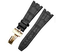 BNCXMO Para correas de muñeca AP 15400, banda de reloj de cuero de cuero de 26 mm de cuero con hebilla de despliegue de acero
