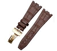 BNCXMO Para correas de muñeca AP 15400, banda de reloj de cuero de cuero de 26 mm de cuero con hebilla de despliegue de acero