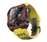 BNCXMO Para la banda 8 7 6 5 4 SE 44/45 mm series, kit de modificación de banda de reloj de lujo, correa de fluoruber de caja de fibra de carbono, adecuado para la actualización de iWatch DIY