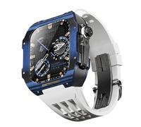 BNCXMO Para la banda 8 7 6 5 4 SE 44/45 mm series, kit de modificación de banda de reloj de lujo, correa de fluoruber de caja de fibra de carbono, adecuado para la actualización de iWatch DIY