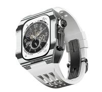 BNCXMO Para la banda 8 7 6 5 4 SE 44/45 mm series, kit de modificación de banda de reloj de lujo, correa de fluoruber de caja de fibra de carbono, adecuado para la actualización de iWatch DIY