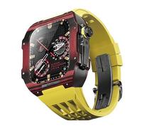 BNCXMO Para la banda 8 7 6 5 4 SE 44/45 mm series, kit de modificación de banda de reloj de lujo, correa de fluoruber de caja de fibra de carbono, adecuado para la actualización de iWatch DIY