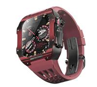 BNCXMO Para la banda 8 7 6 5 4 SE 44/45 mm series, kit de modificación de banda de reloj de lujo, correa de fluoruber de caja de fibra de carbono, adecuado para la actualización de iWatch DIY