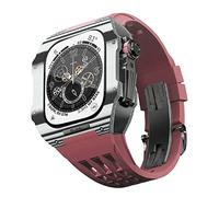 BNCXMO Para la banda 8 7 6 5 4 SE 44/45 mm series, kit de modificación de banda de reloj de lujo, correa de fluoruber de caja de fibra de carbono, adecuado para la actualización de iWatch DIY