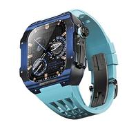 BNCXMO Para la banda 8 7 6 5 4 SE 44/45 mm series, kit de modificación de banda de reloj de lujo, correa de fluoruber de caja de fibra de carbono, adecuado para la actualización de iWatch DIY