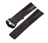 BNCXMO Patrón de fibra de carbono Correa de cuero genuina 20 mm 22m para la serie Monaco Watch Band Wall Wall Wall Band Watch Brailet