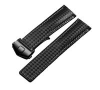 BNCXMO Patrón de fibra de carbono Correa de cuero genuina 20 mm 22m para la serie Monaco Watch Band Wall Wall Wall Band Watch Brailet