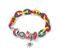 BNCXMO Pulsera con cuentas de bricolaje, pulseras colgantes de Navidad, 925 brazalete de goma de plata, pulseras de estilo hip-hop de moda unisex, joyería de pulsera de regalos de mujer (925 plata)