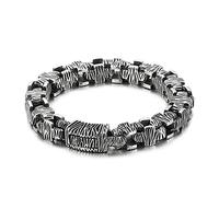 BNCXMO Pulsera de acero inoxidable para hombres, hebilla de cadena cruzada, patrón 3D, pulsera de cadena, gran regalo para hombres y mujeres, longitud 22.5 cm, negro
