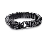 BNCXMO Pulsera de acero inoxidable para hombres, patrón de escala de dragón, brazalete de pareja, regalo, cumpleaños, día de San Valentín para él