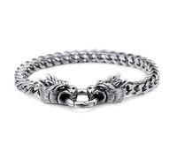 BNCXMO Pulsera de acero para hombres, pulseras de cadena de acero inoxidable de cabeza de dragón 225x6 mm
