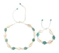 BNCXMO Pulsera de collar de concha Conjunto de collar de estrellas marinas de conchas de la playa Collares de joyas Anklets de verano accesorios para mujeres para mujeres