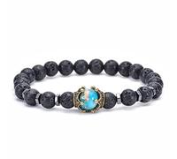 BNCXMO Pulsera de corona, pulseras de piedra unisex cuentas elásticas de ojo de tigre con brazalete de hombre de aleación de la corona.