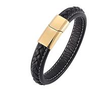 BNCXMO Pulsera de envoltura, pulsera para hombres con pulsera de estiramiento tejido de grabado acero inoxidable con broche magnético, regalos de longitud de 20.5 cm, falso, sin circonio