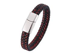 BNCXMO Pulsera de envoltura, pulseras pulsera tejida para niños de acero inoxidable para hombres con longitud de cierre magnético de 16,5 cm regalos para hombres, falso, sin circonio