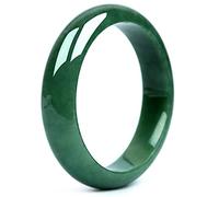 BNCXMO Pulsera de jade birmana para mujeres joyas de brazalete de jadeite de color verde oscuro genuino natural con certificado (tamaño: 64 mm)