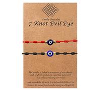 BNCXMO Pulsera de ojo malvado para mujeres 7 pulseras afortunadas de nudos pulseras de cuerda roja ajustable para mujeres hombres