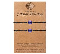 BNCXMO Pulsera de ojo malvado para mujeres 7 pulseras afortunadas de nudos pulseras de cuerda roja ajustable para mujeres hombres