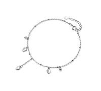 BNCXMO Pulsera del tobillo delicada - 925 Fashion de plata esterlina Beads Sweet Beads Heart Anklets para mujeres Boda Fina Plata 925 Joyas