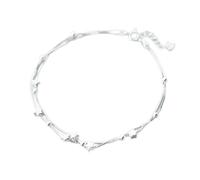 BNCXMO Pulsera del tobillo delicada - 925 STERLING SILVER Fashion Sweet Double Layer Beads Tobeals para mujeres Joyas de plata esterlina