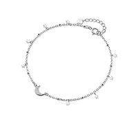 BNCXMO Pulsera del tobillo delicada - Fashion Genuine 925 Sterling Silver Sweet Moon Wafer Tasel Anklets