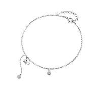 BNCXMO Pulsera del tobillo delicada,- Genuine 925 Sterling Silver Fashion Tassel Insect Butterfly brillante CZ Anklets para mujeres Fine Silver 925 Joyas