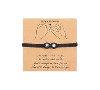 BNCXMO Pulsera inicial para mujeres Carta de corazón ajustable AZ Pulseras trenzadas Pulseras tejidas hechas a mano Joyas para regalos de cumpleaños de mejor amigo
