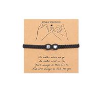 BNCXMO Pulsera inicial para mujeres Carta de corazón ajustable AZ Pulseras trenzadas Pulseras tejidas hechas a mano Joyas para regalos de cumpleaños de mejor amigo