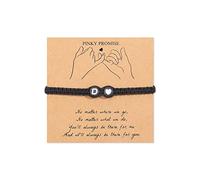 BNCXMO Pulsera inicial para mujeres Carta de corazón ajustable AZ Pulseras trenzadas Pulseras tejidas hechas a mano Joyas para regalos de cumpleaños de mejor amigo