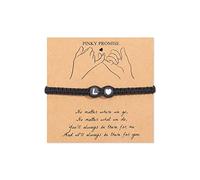 BNCXMO Pulsera inicial para mujeres Carta de corazón ajustable AZ Pulseras trenzadas Pulseras tejidas hechas a mano Joyas para regalos de cumpleaños de mejor amigo