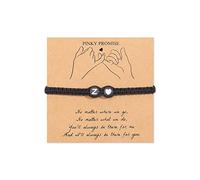 BNCXMO Pulsera inicial para mujeres Carta de corazón ajustable AZ Pulseras trenzadas Pulseras tejidas hechas a mano Joyas para regalos de cumpleaños de mejor amigo