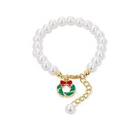 BNCXMO Pulsera navideña pulsera de perla blanca árbol de Navidad pulsador de encanto para mujeres pulsador de Navidad regalos de joyería