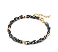 BNCXMO Pulsera premium para hombres Cadena de frijoles de acero inoxidable cadena de hip-hop cadena de hip-hop para hombres longitud de 20 cm de 20 cm negro