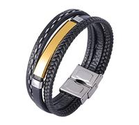 BNCXMO Pulsera, pulseras de pulseras para grabar 3 capas pulsera para hombres pulsera de acero inoxidable con cierre de seguridad, longitud de 20.5 cm, falso, sin circonio