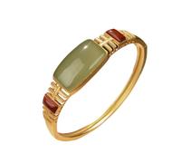 BNCXMO Pulsera S925 Silver Gold Red Hetian Sapphire Damas Pulseras de plata para mujeres Pulseras de plata para mujeres