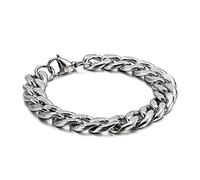 BNCXMO Pulseras de cadena de eslabones de acero inoxidable para hombre como regalo para hombres, amigos y familiares, 200x3mm, A